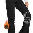 Women's Snow Ski Hiking Pants Waterproof Fleece Lined Softshell Insulated Winter Snowboarding Outdoor Flare Pants (Large, Black)