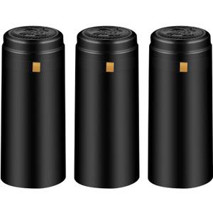 PVC Heat Shrink Capsules 120 Count Matte Black Wine Shrink Wrap Sleeves Caps Clear Bottle Corks Capsules for Professional, Wine Making Cellars and Home Use