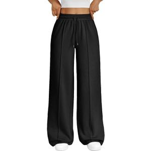 Trendy Queen Womens Wide Leg Sweatpants Baggy Loose Fall Barrel Casual Lounge Athletic Pants Comfy Teen Girl Cute Joggers (Medium, Black)