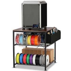 AHOWPD 3D Printer Stand with Filaments Storage - 3D Printer Table Filament Storage Rack Heavy Duty 3D Desk for Workshop Studio Office (Brown)