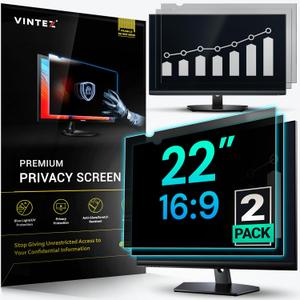 VINTEZ [2 Pack] 22 Inch 16:9 Privacy Screen for Computer Monitor and Laptop - Anti Glare Protector Film Blue Light Filter Eye Protection - Computer Screen Privacy Shield