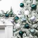 3.15 Inch Satin Christmas Tree Ornaments15 Pcs Velvet Christmas Balls Bulk Set Plastic Shatterproof Xmas Hanging Ornaments Decorations for Tree Garland(Green Silver White)