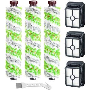 Lemige Brush Filter Replacement Parts for Bissell CrossWave Vacuum 3888A 1785 Pet Pro 2306A Cordless Wet Dry Vac, 3 Pack 2460 Multi-Surface Pet Brush Roll & 1866 Vacuum Filter, Part 1613568 1608684