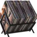YINMIT Vinyl Record Storage Holder - 80-100 LP Vinyl Organizer, Metal Record Display Rack, Quick Assembly Album Storage for Books, Black