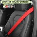 2 x 2PCS Extra Long Car Seatbelt Cover, 29.53 inches Soft Leather Vehicle Safety Seat Belt Strap Cushion, Comfortable Auto Shoulder Neck Chest Protection Pads Accessories, Extremely Long (Red)
