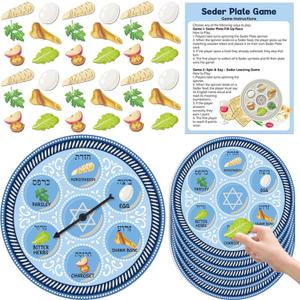 114 Pcs/16 Set Passover Play Seder Plate Game for Family Educational Passover Decorations for Jewish Party Favors Jewish Seder Meal Decorations