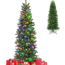 GOFLAME 5ft Pre-lit Pencil Christmas Tree Artificial Christmas Tree with 180 LED Lights