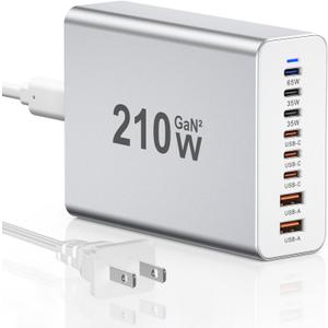 Multiple USB C Charging Station 200W, GaN Charger Block Multi USBC, 8-Port Desktop Charging Hub, Multi Port Charger Power Adapter Compatible with MacBook Pro/Air/iPhone 16/15/Galaxy S22/S23/24/Tablets