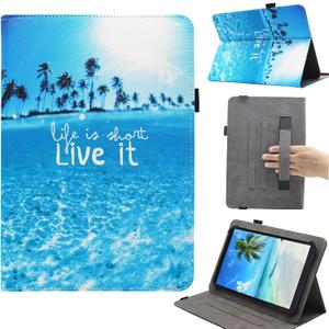 Universal 10 10.1 11 Inch Android Tablet Case, Dluggs Multi-Angle Viewing Stand Case Cover with Hand Strap for 9.5-11 Inch Tablet, Beach