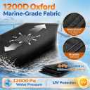 1200D Pontoon Boat Cover 21-24ft with 2 Adjustable Support Poles, Black