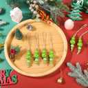 12 Sets Christmas Tree Candy Cane Hanging Ornaments Peppermint Green Decorative Wood Bead Hanging Garland for Xmas Tree Winter NYE Home Decoration