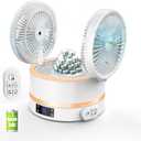 Table Fan, Rechargeable Desk Fan Remote Control Fan with Auto Oscillation Ultra Quiet 3 Speeds Wind, USB Fan for Bedroom Office Kitchen Outdoor Travel Camping, LED lighting, White