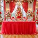 Red Tulle Tablecloth for 6 Foot Rectangular Tables 6ft Red Rectangle Table Cloth Wrinkle Free Table Cover with Tutu Skirt for Wedding Birthday Party Baby Shower Banquet Buffet Christmas Desk Skirt