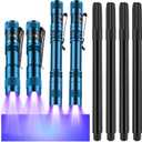 Tegeme 8 Pcs Black Light Markers Set 4 Invisible Ink Pen 4 Mini UV Flashlights Invisible Ink Marker Disappearing Pen for Spy Gadgets Secret Message Gift Party Favors(Blue and Black)
