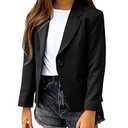 Girls Solid Color Lapel Suit Coat Button Down Long Seelve Blazer Jacket Black S