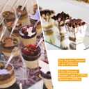 Nuogo 200 Pcs Mini Dessert Cups with Spoons 3 oz Square and 2.5 oz Slanted Round Small Clear Plastic Parfait Appetizer Mousse Pudding Cups for Wedding Birthday Party (Transparent Color)