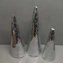 Ceenna 3 Pcs Disco Christmas Decor Cone Tree 13" 11" 9.8" Silver Mirror Christmas Cone Tree 80s 90s Xmas Table Centerpiece Decoration Handmade Shiny Tabletop Xmas Craft Ornament Birthday Home Decor
