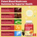3 x Mushroom Gummies, Cordyceps Reishi Mushroom Supplement Gummies for Adults with Green Tea Extract, Brain Supplements for Memory and Focus, Energy, Athletic Performance*, Rest - 60 Count