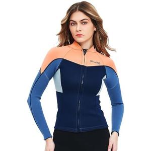 GoldFin Wetsuit Top Women, 2mm Wetsuits Jacket Long Sleeve Neoprene Tops for Water Aerobics Diving Surfing Swimming M