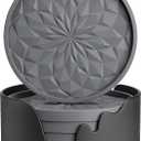 ME.FAN Silicone Coasters with Holder,[6 Pack] Drinking Coasters - Cup Mat for Hot or Cold Drinks, Thickened, Non-Slip, Non-stick,Deep Tray Dark Grey