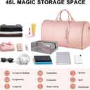 Ytonet Rolling Garment Bags for Travel, Convertible Carry On PU Leather Travel Bag 2.0 Roller Edition, 3 in 1 Suit Garment Duffle Bag with Wheels and Shoe Pouch for Business Wedding Overnight, Pink