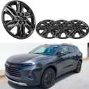 18 Inch Hubcap Wheel Covers Compatible with 2019-2022 Chevy Blazer L & LT, Matte Black ABS Rim Protectors (Set of 4), Snap-On Replacement Wheel Skins, Durable Tire Hub Caps