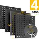 Peg Board - Metal Pegboard with 48 Hooks, Heavy Duty Wall Mount Metal Grid Panel for Garage Organization & Tool Storage, Rustproof, Easy to Install, Compatible with Standard Organizer Accessories