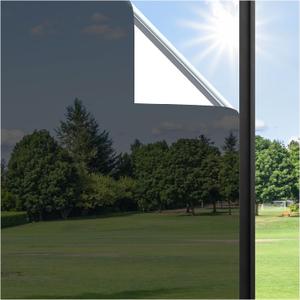 Haton Window Privacy Film One Way Window Tint for Home, Sun UV Blocking Heat Control Reflective Mirror Tinting Film See Out Not in Office Door Coverings, Black-Silver 23.6" x 78.7"