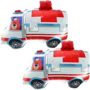 2pcs 29*23 Ambulance Balloons Rescue Vehicle Balloons Paramedic Emergency Medical Balloons for Kid Birthday Party Decorations Rescue Theme Party Nurse Day Party Birthday Party Decorations (Red,white)
