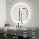 Bathroom Mirror with Lights, 28 Inches Round LED Mirror for Bathroom, Vanity Mirror with Lights, Anti-Fog & 3 Colors, Wall-Mounted Bathroom Mirror (28" L x 28" W)