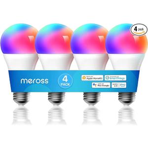 Meross Smart RGBWW WiFi LED Bulbs, Apple HomeKit Compatible, 60W Equivalent, 900 Lumens,4 Pack
