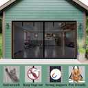Magnetic Garage Door Screen 15x10ft for 1 2 Car, Heavy Duty Fiberglass Curtain, Hands free & Kids Pets friendly, Retractable Carport Garage Doors Patio Porch Screen Mesh (Black, for Door Size 15x10ft)