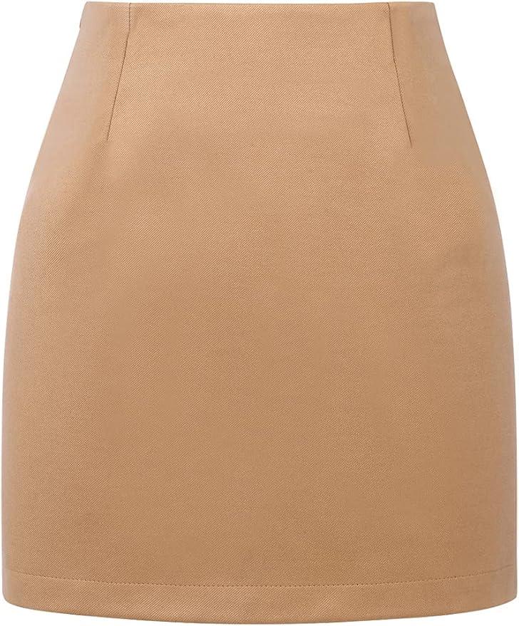 IDEALSANXUN Womens High Waist Plaid Skirt Bodycon Pencil Wool Mini Skirts, Size Medium