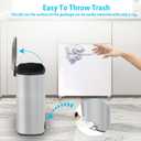 BestMassage 13 Gallon (50L) Stainless Steel Trash Can with Lid, Removable Inner Bucket, Foot Pedal, Soft Close for Home, Kitchen, Office