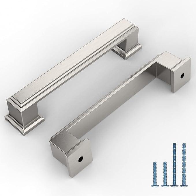 KNOKLOCK 10 Pack 3.75 Inch(96mm) Kitchen Cabinet Handles Brushed Satin Nickel Cabinet Pulls Kitchen Cabinet Hardware Drawer Pulls for Cupboard Wardrobe