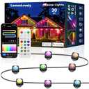 lemonlovely Permanent Outdoor Lights for House, 30ft with 20 Smart IC+RGBCW LED Eaves Lights with App/Remote Control, IP67 Waterproof Christmas Light Compatible with Alexa, Google Assistant, Black