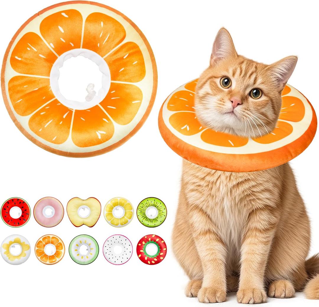 Cat Cone Collar Soft, Adjustable Cat Recovery Cone to Stop Licking, Cute Kitten Donut Collar After Surgery, Elizabethan Collars for Kittens, Lightweight Cats Neck Cones (Orange, Medium)