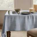 Linen Tablecloth for Rectangle Table 60x120 Inch Blue, Farmhouse Style Blue Tablecloth, Water Resistant Burlap Tablecloths for Dining Table Farmhouse Kitchen
