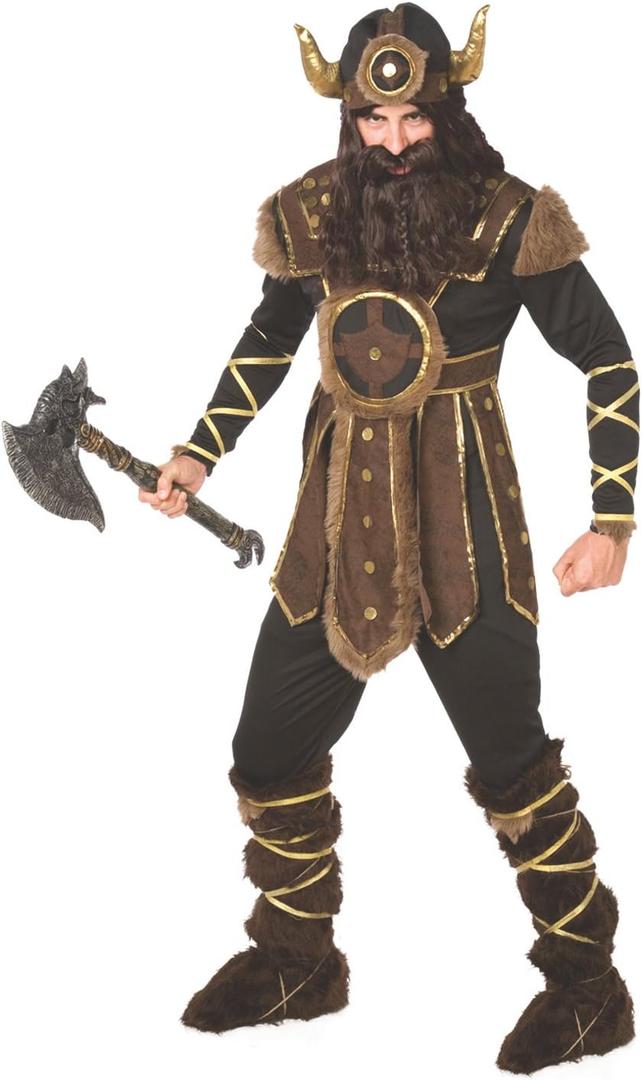 Morph Viking Costume Men Renaissance Viking Halloween Barbarian Costume for Men (X-Large, Brown)