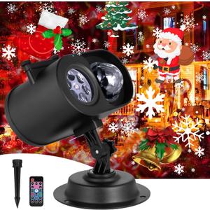 Halloween Christmas Projector Lights Outdoor, 15 Colors Ocean Wave and 12 Slides Patterns Halloween Christmas Decorations Holiday Projectors LED Waterproof Lights for Outside House Window Wall Decor (Black)