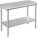 ROCKPOINT Stainless Steel Table for Prep & Work 24x48 Inches, NSF Metal Commercial Kitchen Heavy Duty Table with Adjustable Under Shelf and Table Foot for Restaurant, Home and Hotel