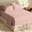 Hearth & Harbor Bed Sheets, Luxury Soft 6 Piece Bed Sheet Set Extra Deep Pocket Fitted Sheets Fits Mattress up to 21", Double Brushed Bedding Sheets & Pillowcases, (King, Peach Pink)