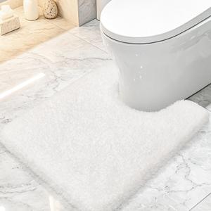 Toilet Rugs U-Shaped 24"x20", Absorbent Contour Bath Rug, White