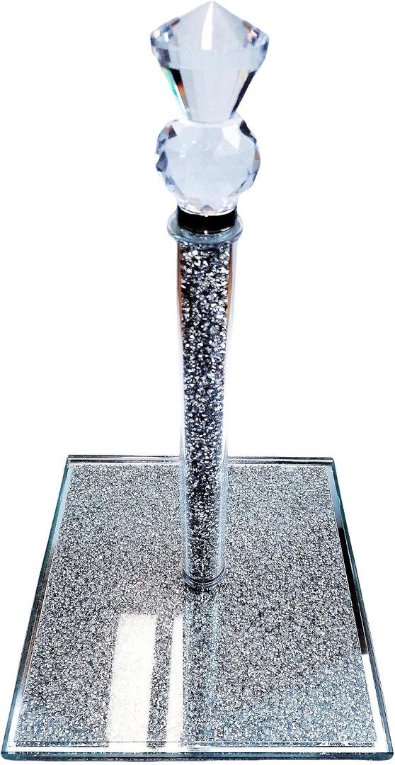 Paper Towel Holder Countertop - Heavy Duty Paper Towel Dispenser with Glass Crystal Top & Sparkle Base, One-Handed Operation for Kitchen Island, Bathroom & Party Decor, Kitchen Decor