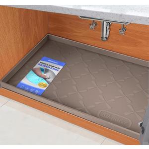 SIKADEER Silicone Under Sink Mats for Kitchen Waterproof 34" x 22", Thick Raised Edge Cabinet Protector Shelf Liner, Bathroom Organizers and Storage Boot Tray Pet Mat