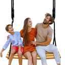 Taeku Adult Tree Swing, Hanging Beech Wood Swings with Adjustable Rope Garden Chair Seat Swing for Indoor Outdoor (26''x12'')