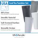 US Acrylic Newport 32 ounce Unbreakable Plastic Stackable Iced-Tea Tumblers in Grey Stone | Set of 12 Drinking Cups | Reusable, BPA-free, Made in the USA, Top-rack Dishwasher and Microwave Safe
