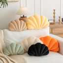 Shell Pillow, Shell Shaped Decorative Throw Pillows with Velet for Couch Bed, Cute Seashell Beachy Room Decor Aesthetic Throw Pillows for Bedroom Living Room (13 Inches, Orange)