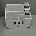RELBRO Mail Organizer Countertop, White Wood Desk Organizer with 2 Drawers 4 Compartments Office File Organizer Mail Letter Bill Paper Document Sorter for Home Study Desk Accessories
