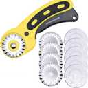 AUTOTOOLHOME 45mm Wavy Rotary Cutter 10pc Pinking Circular Refill Blades Fabric Paper Cutters Cutting Knife Patchwork Leather Sewing Tool